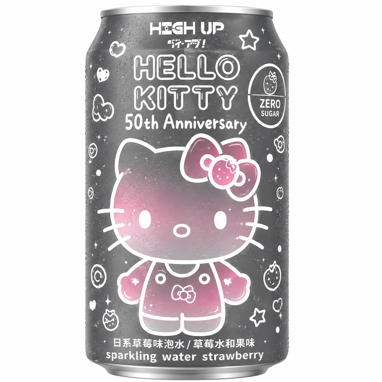 [EAN:4779055882225] Hello Kitty Japanese Ramune Sparkling Water – Strawberry Daifuku Flavour, 330 ml