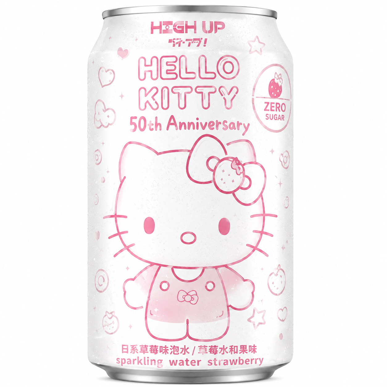 [EAN:4779055882225] Hello Kitty Japanese Ramune Sparkling Water – Strawberry Daifuku Flavour, 330 ml