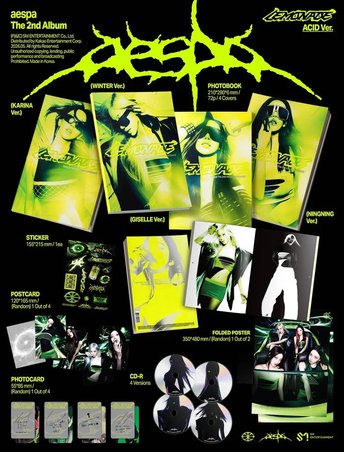 [EAN:8804775469848][IMG:1] AESPA - LEMONADE | 2nd Full Album | ACID Ver. | 2026 CD - Random Ver.