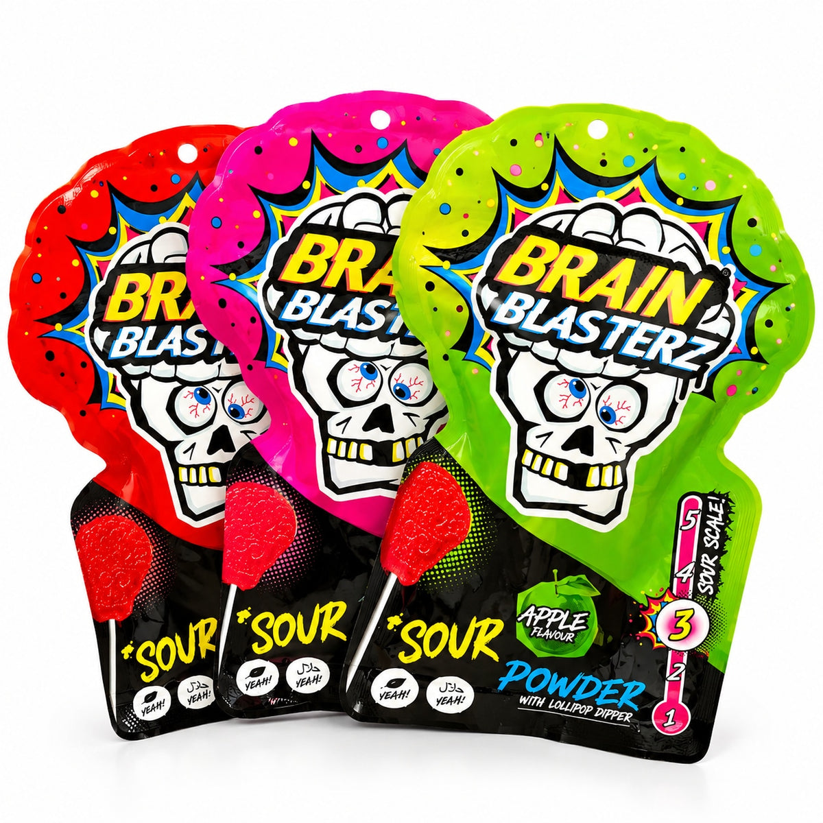 [EAN:5026418055727][IMG:1] BRAIN BLASTERZ Super Sour Sherbet with a Lolly Dipper – Apple Flavour 10g