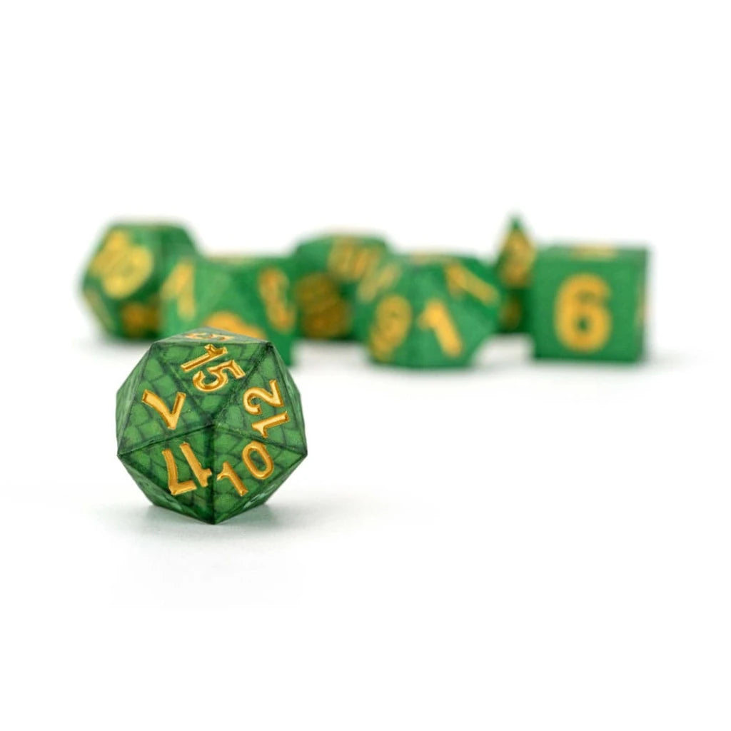 Dragon Storm Sharp Edge Silicone Dice Set Green Dragon Scales (7)