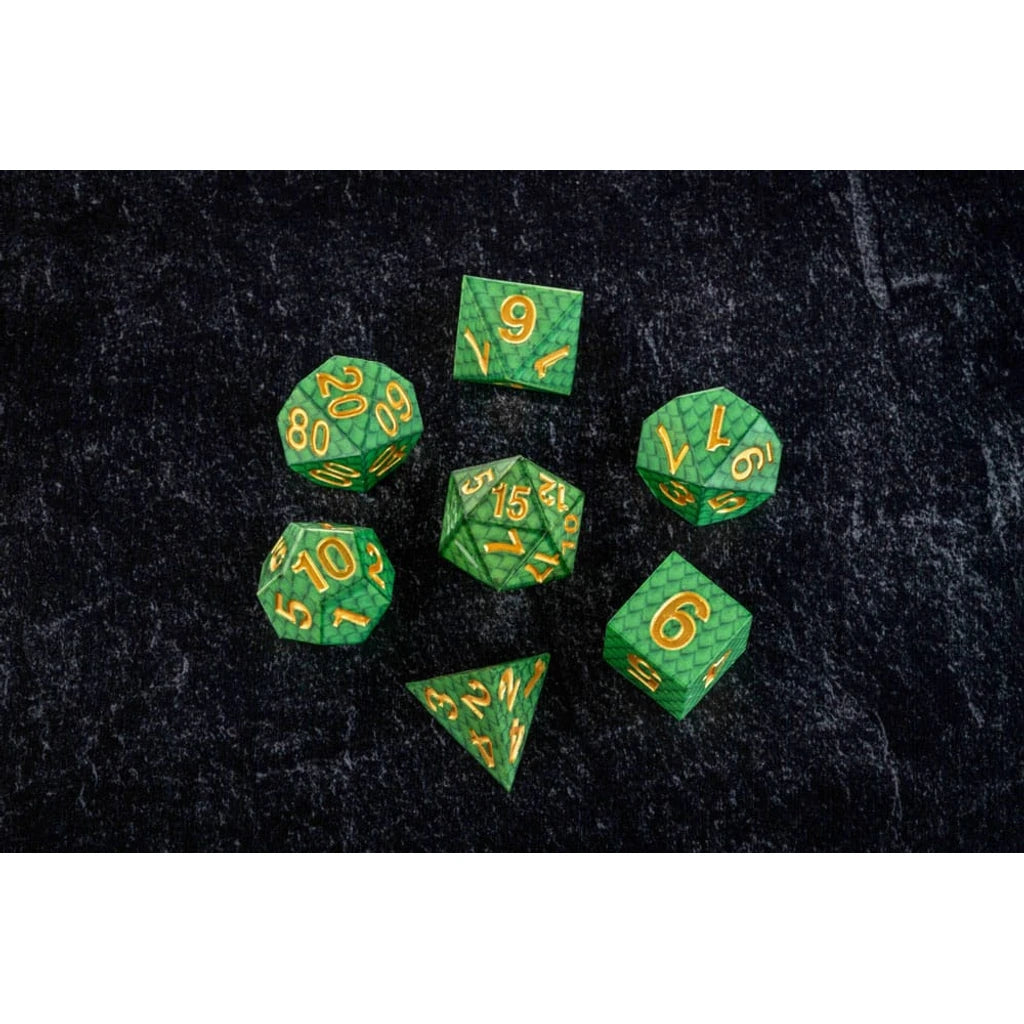 Dragon Storm Sharp Edge Silicone Dice Set Green Dragon Scales (7)