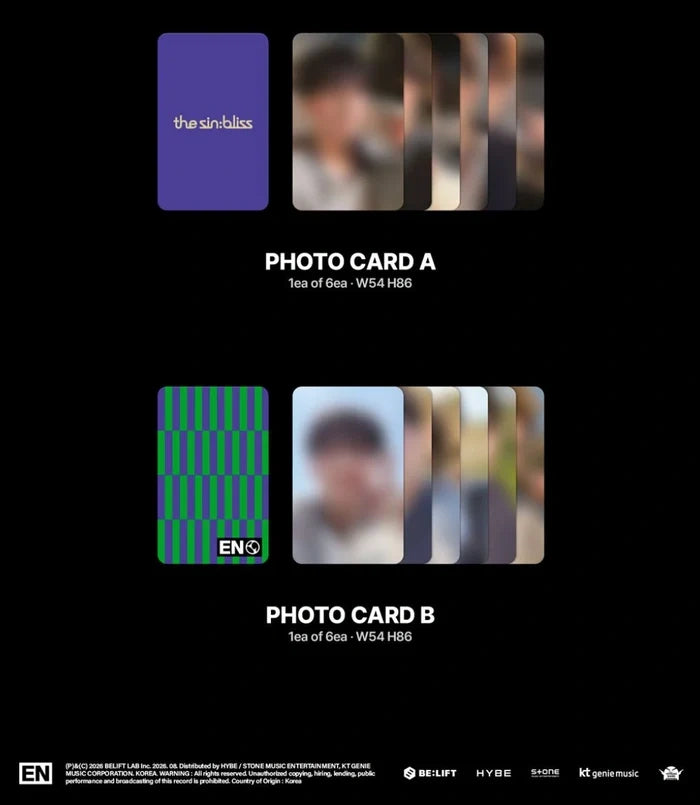 [EAN:8809704435567][IMG:4] ENHYPEN - THE SIN : BLISS | 8th Mini Album | TAKE 1 Ver. / TAKE 2 Ver. / TAKE 3 Ver. /  TAKE 4 Ver. | 2026 CD - Random Ver.