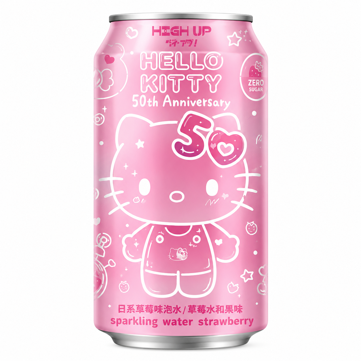 [EAN:4779055882225] Hello Kitty Japanese Ramune Sparkling Water – Strawberry Daifuku Flavour, 330 ml