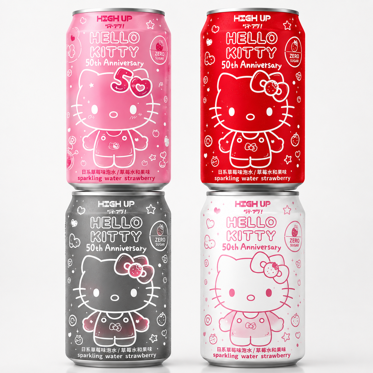[EAN:4779055882225] Hello Kitty Japanese Ramune Sparkling Water – Strawberry Daifuku Flavour, 330 ml