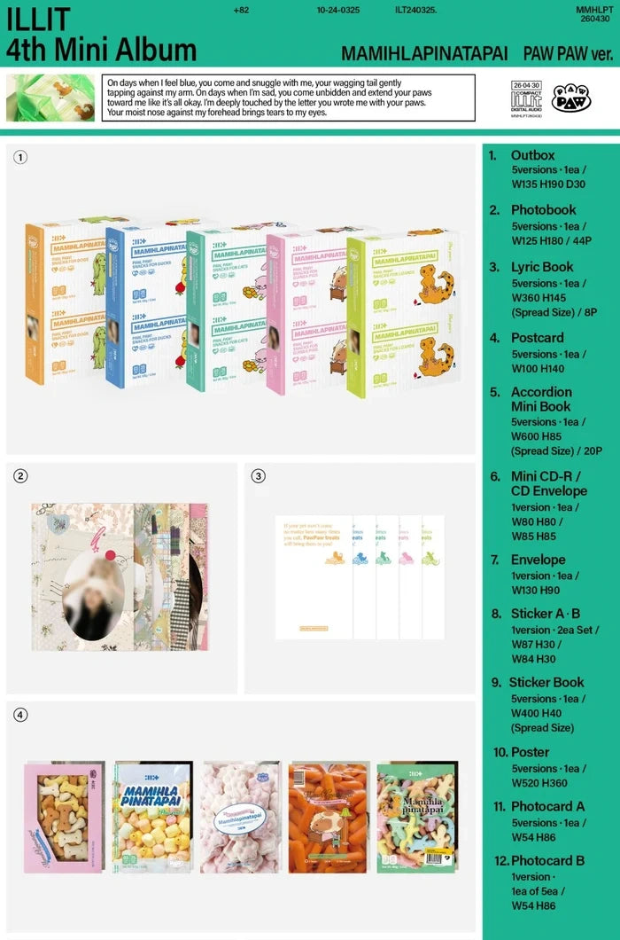 [EAN:8809704435093][IMG:2] ILLIT – MAMIHLAPINATAPAI l 4th Mini Album l PAW PAW Ver. l 2026 CD - Random Ver.