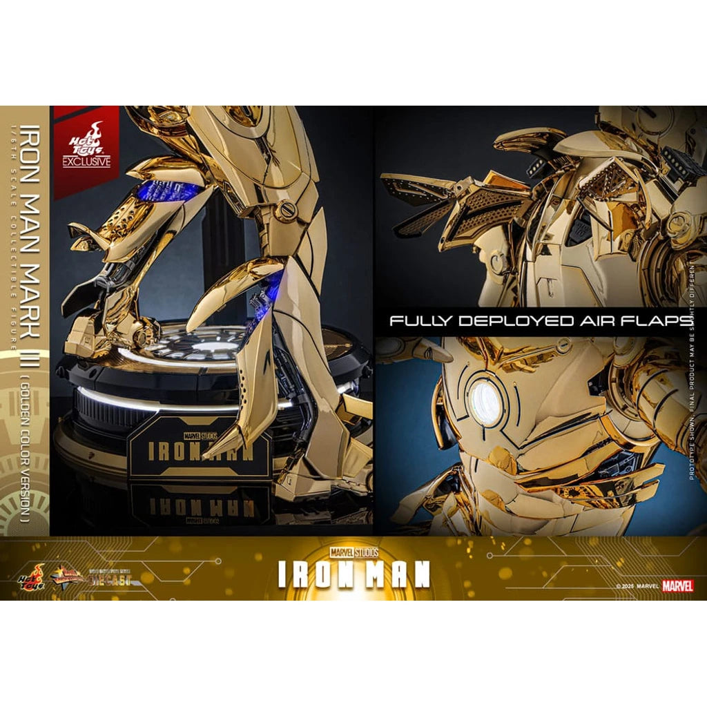Iron Man Movie Masterpiece Diecast Action Figure 1/6 Iron Man Mark III (Gold Color Version) Hot Toys Exclusive 33 cm