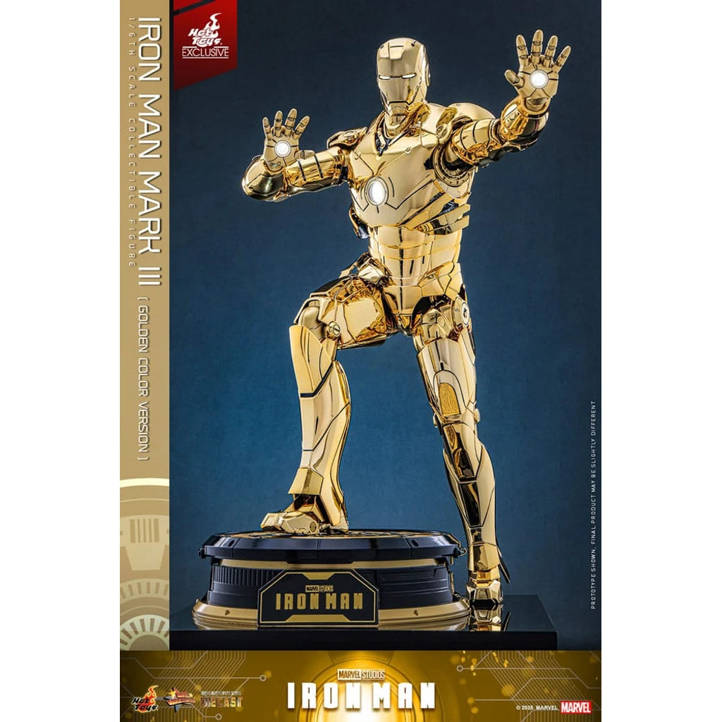 Iron Man Movie Masterpiece Diecast Action Figure 1/6 Iron Man Mark III (Gold Color Version) Hot Toys Exclusive 33 cm