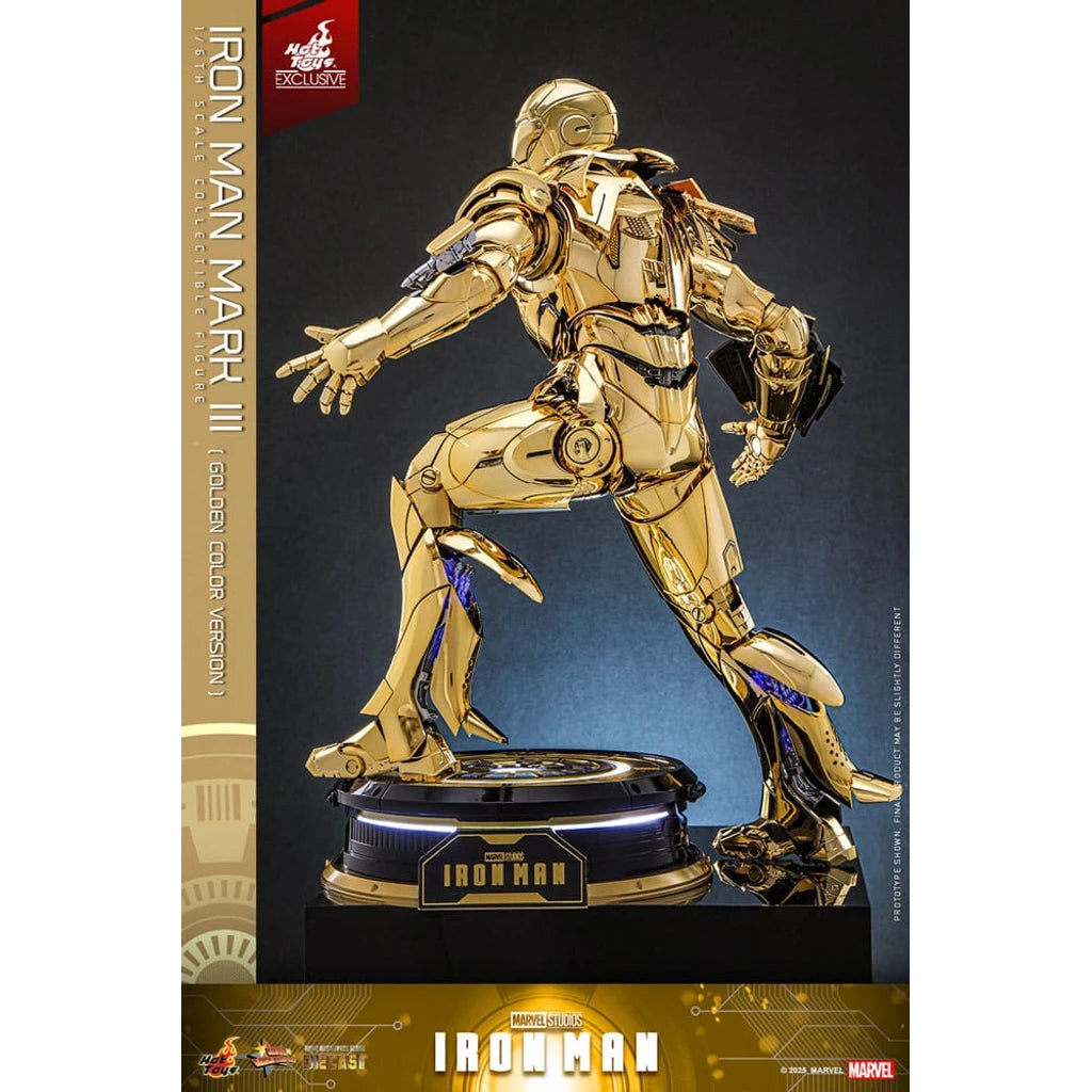 Iron Man Movie Masterpiece Diecast Action Figure 1/6 Iron Man Mark III (Gold Color Version) Hot Toys Exclusive 33 cm