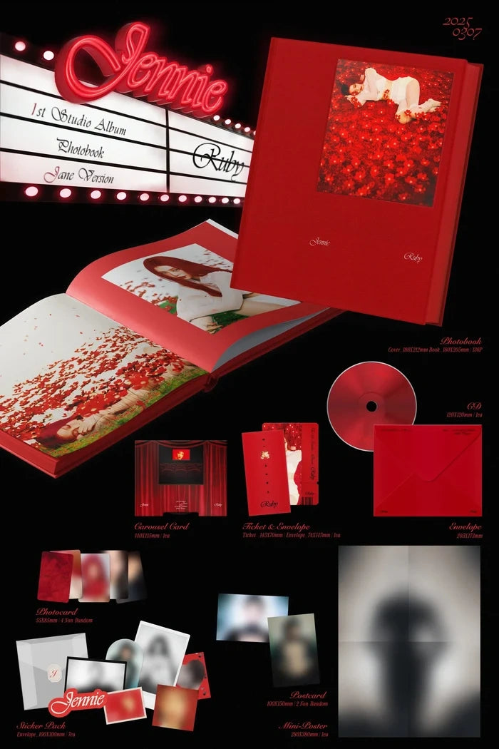[EAN:8804775453052][IMG:4] JENNIE – Ruby l 1st Studio Album l Photobook Ver. l 2025 CD - Random Ver.