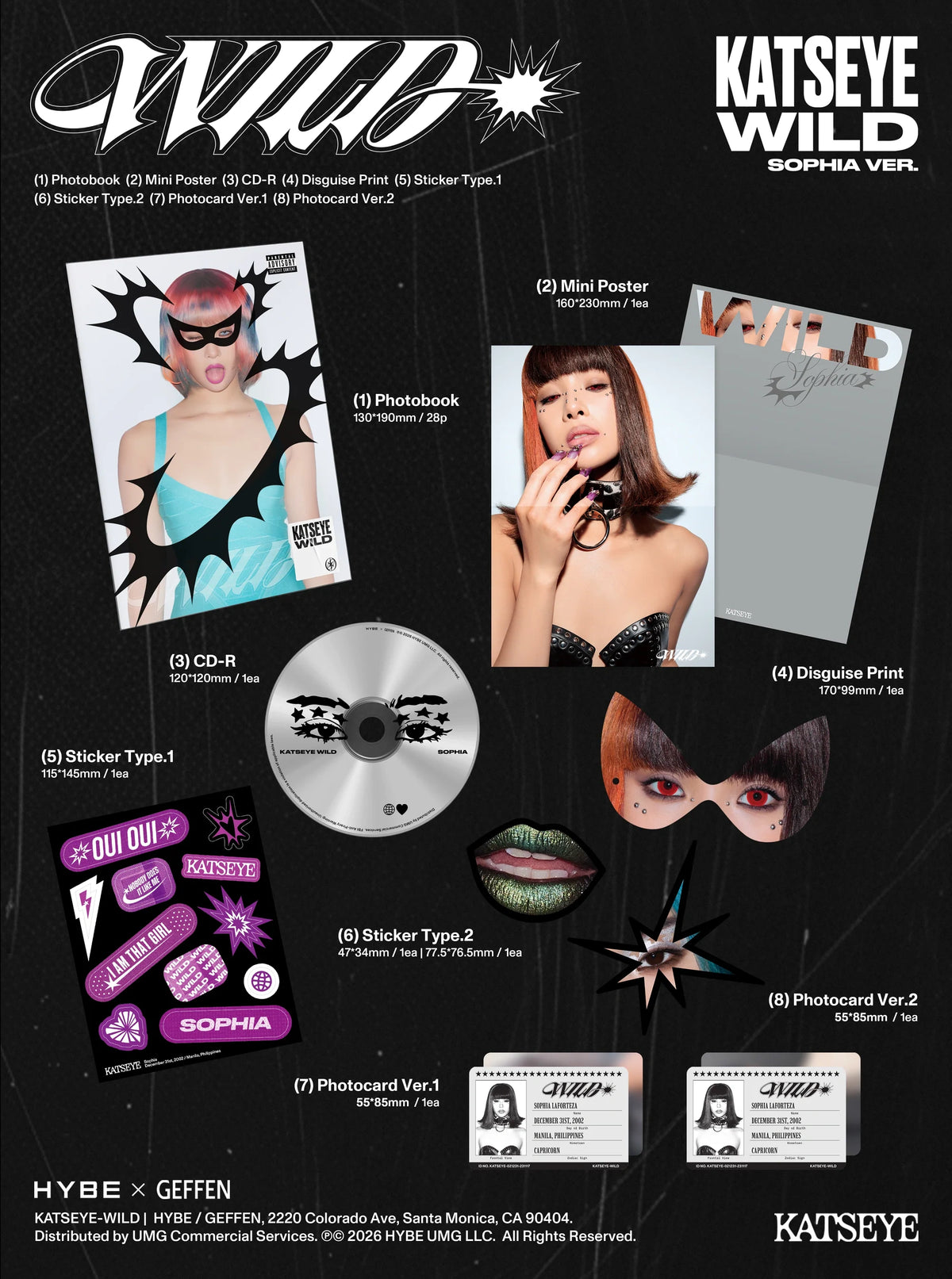 [EAN:0199957676786][IMG:1] KATSEYE - WILD | 3rd EP Album | Member Ver. | 2026 CD - Sophia Ver.