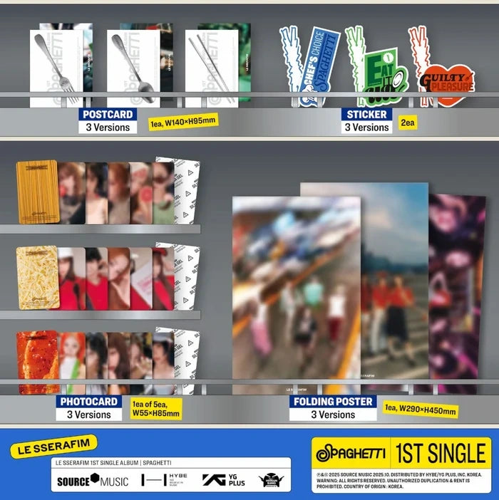 [EAN:8800331135653][IMG:2] LE SSERAFIM – SPAGHETTI l 1st Single Album l 2025 CD - Random Ver.