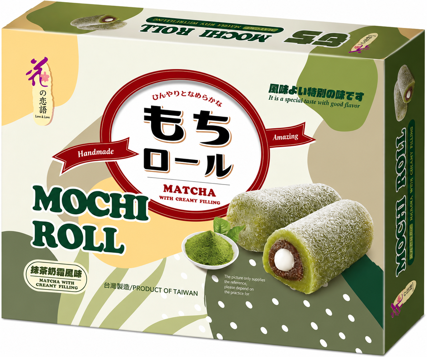 [EAN:4712928343058] LOVE&LOVE Handmade Mochi - Matcha Tea with Creamy Filling 150g