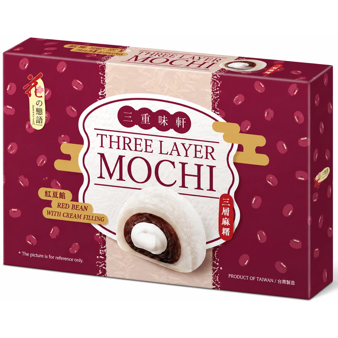 LOVE&LOVE Three Layer Mochi - Red Bean & Creamy Filling 180g