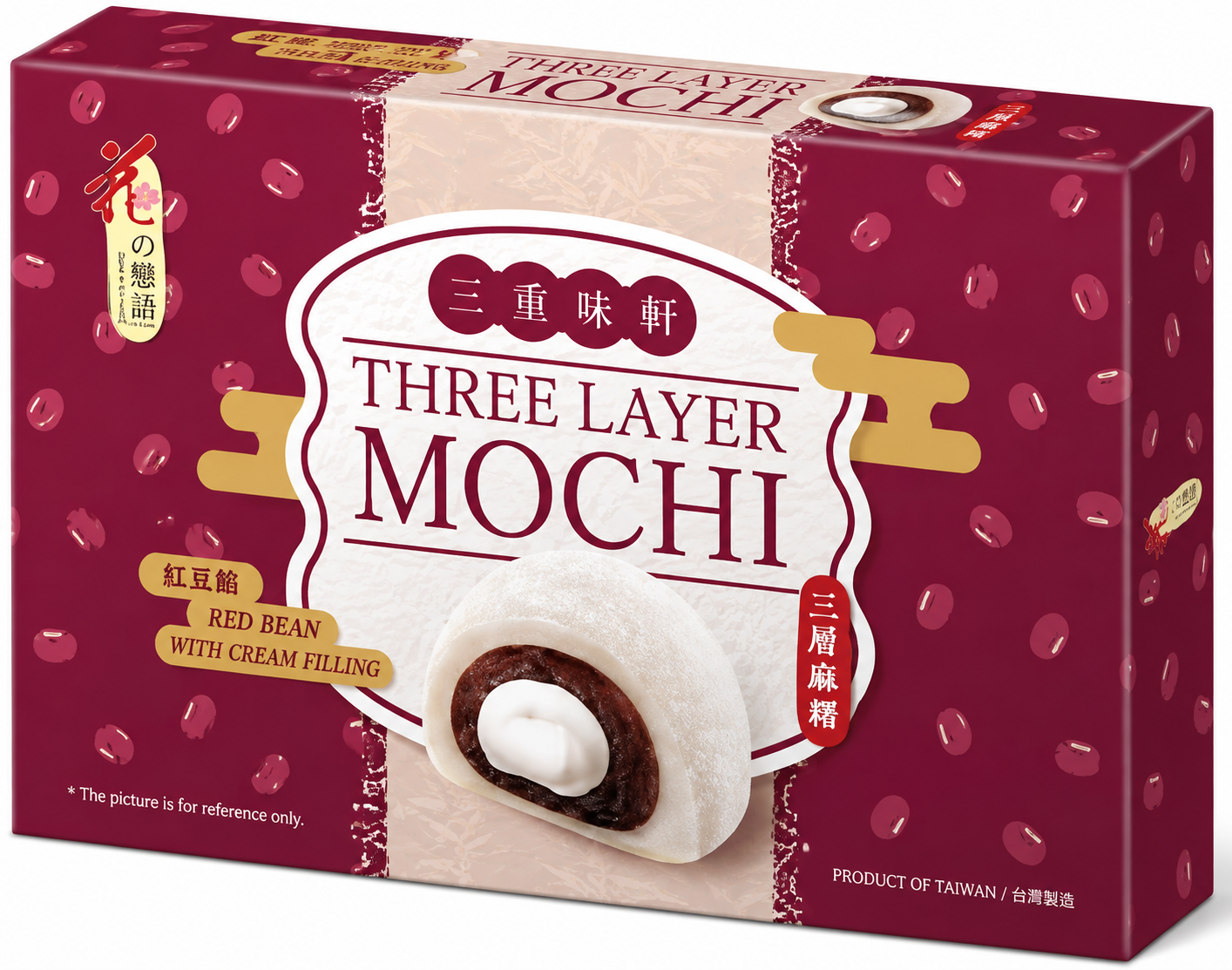 [EAN:4712928343997] LOVE&LOVE Three Layer Mochi - Red Bean & Creamy Filling 180g