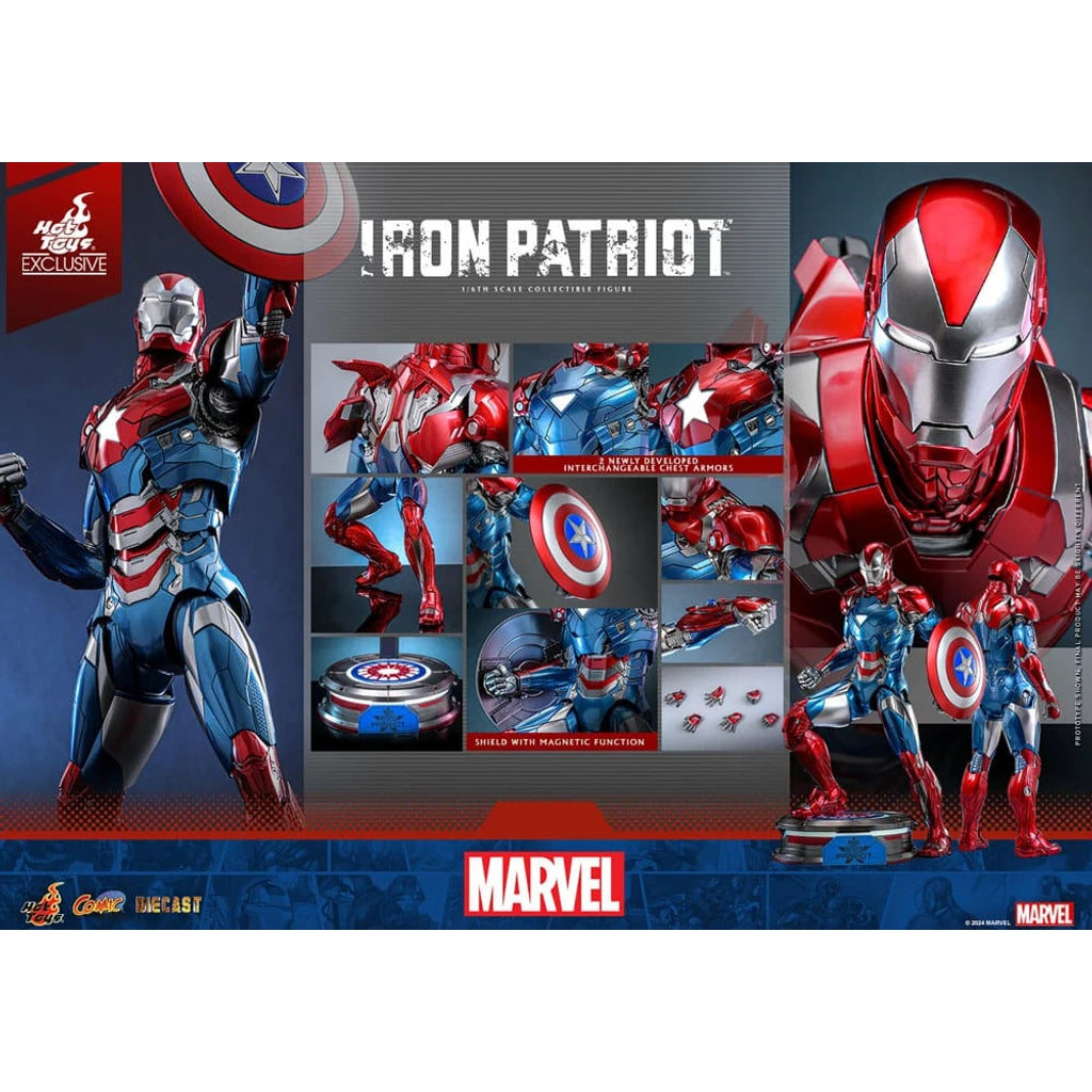 Marvel Comic Diecast Masterpiece Action Figure 1/6 Iron Patriot Hot Toys Exclusive 32 cm