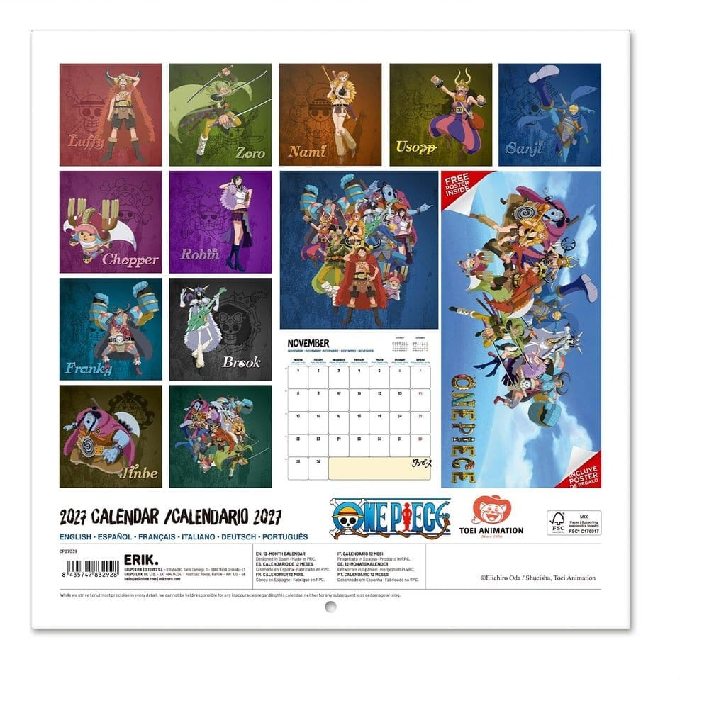 [EAN:8435747832928][IMG:1] One Piece Wall Calendar 2027 30 x 30 cm