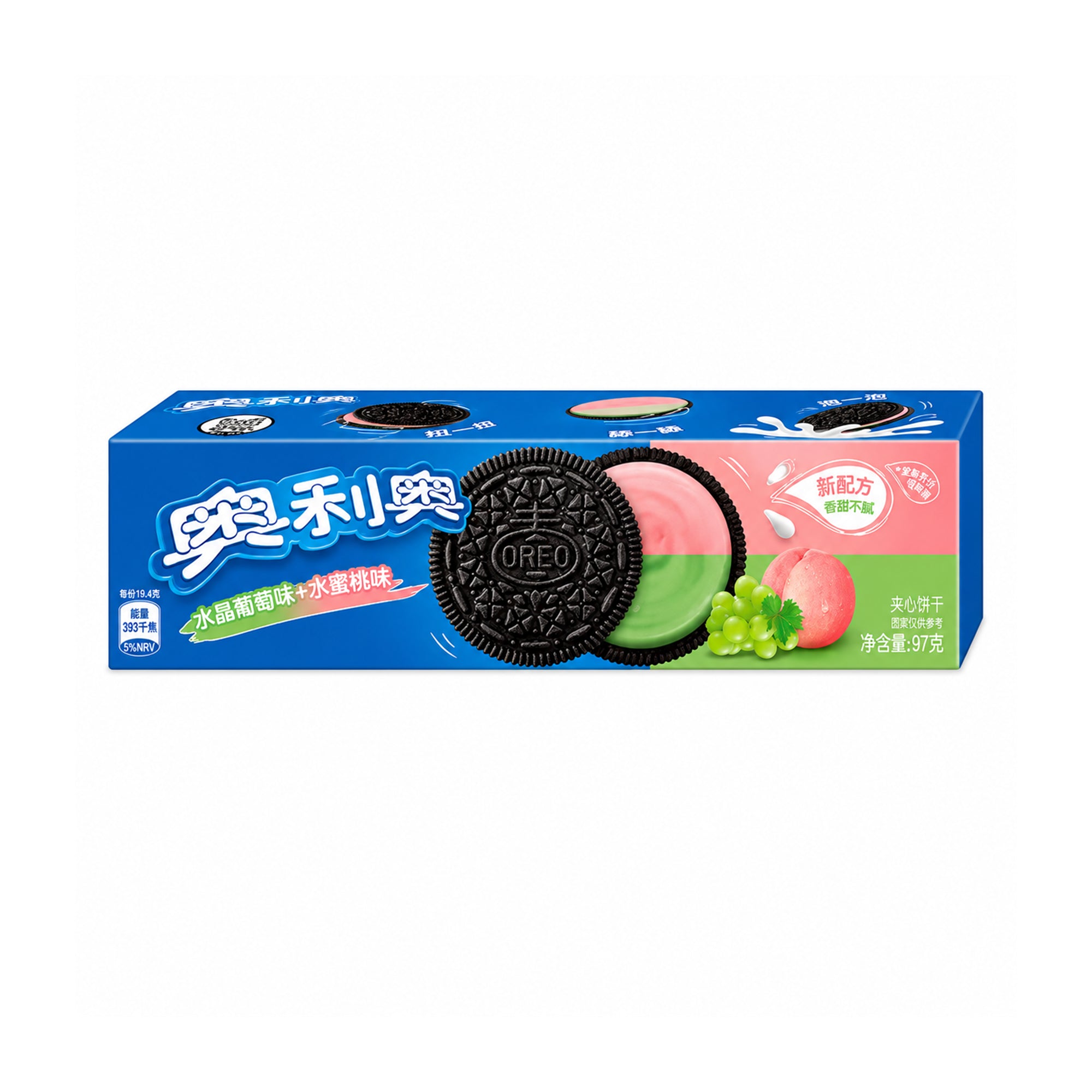[EAN:6901668005939] OREO Sandwich Cookies Crystal Grape & Peach, 97g