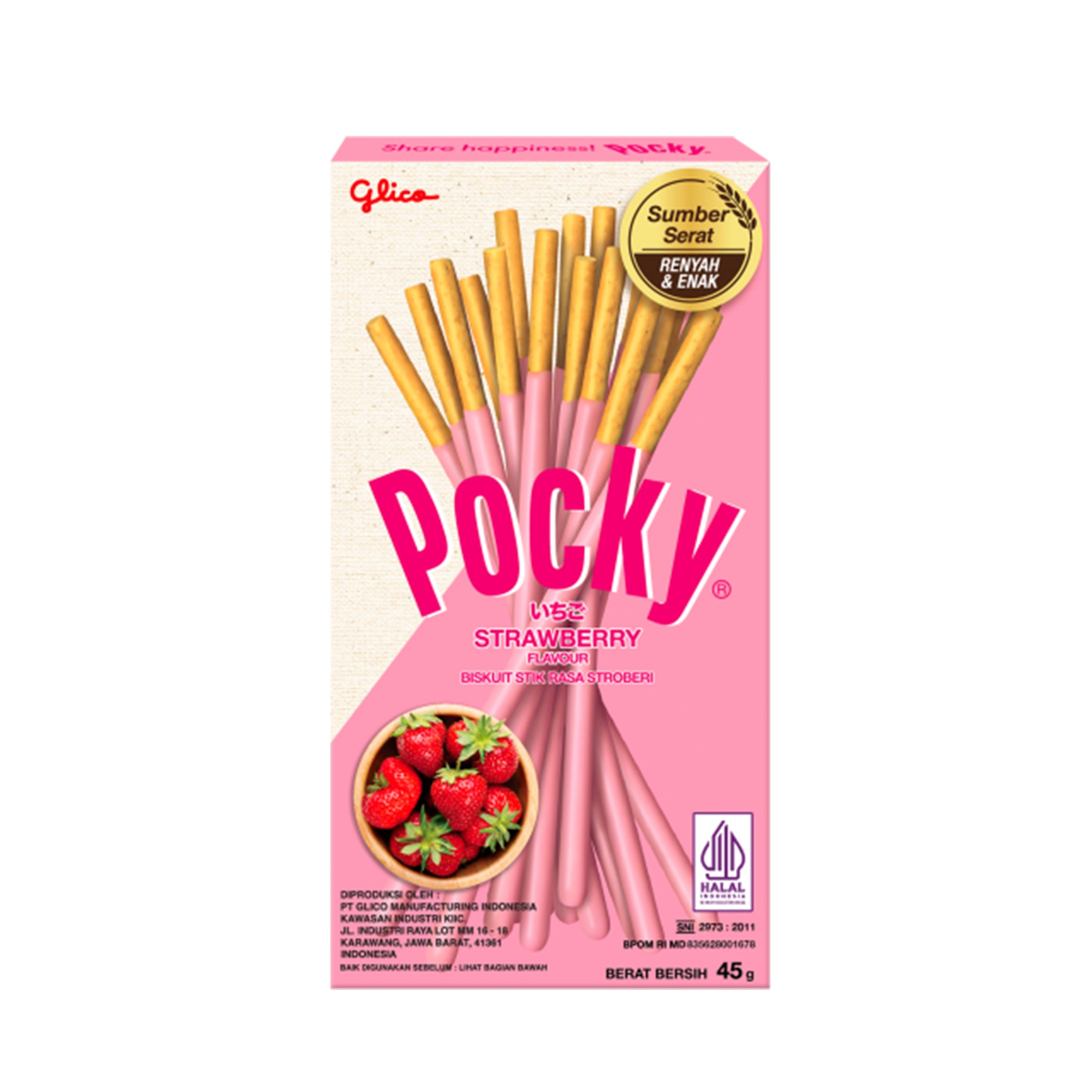 [EAN:8990044000017] POCKY Strawberry Flavor Biscuits Stick, 45g