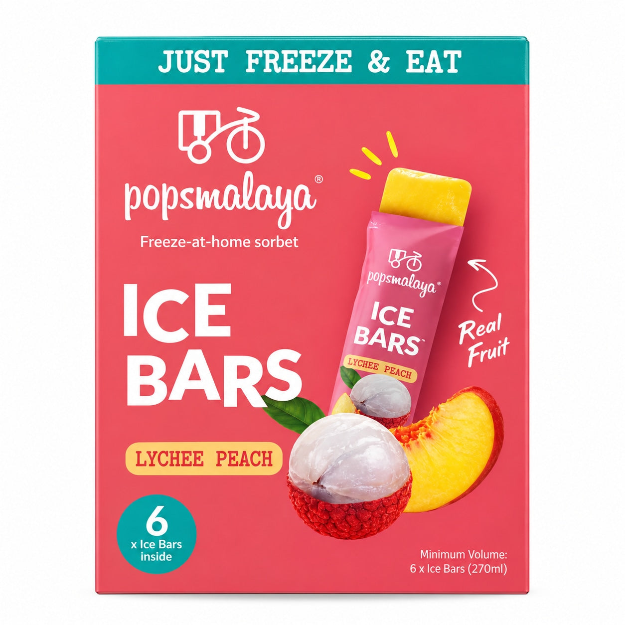 [EAN:9555855401072][IMG:1] POPSMALAYA Lychee Peach Ice Bars 270ml