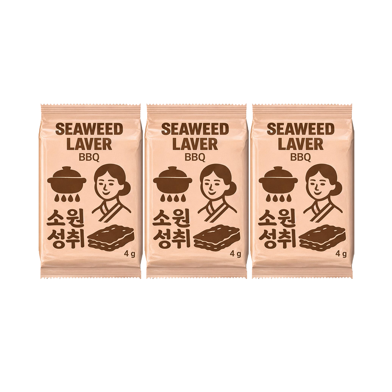 [EAN:4779051661169] SEAWEED LAVER Seaweed snack with BBQ seasoning 3x4g