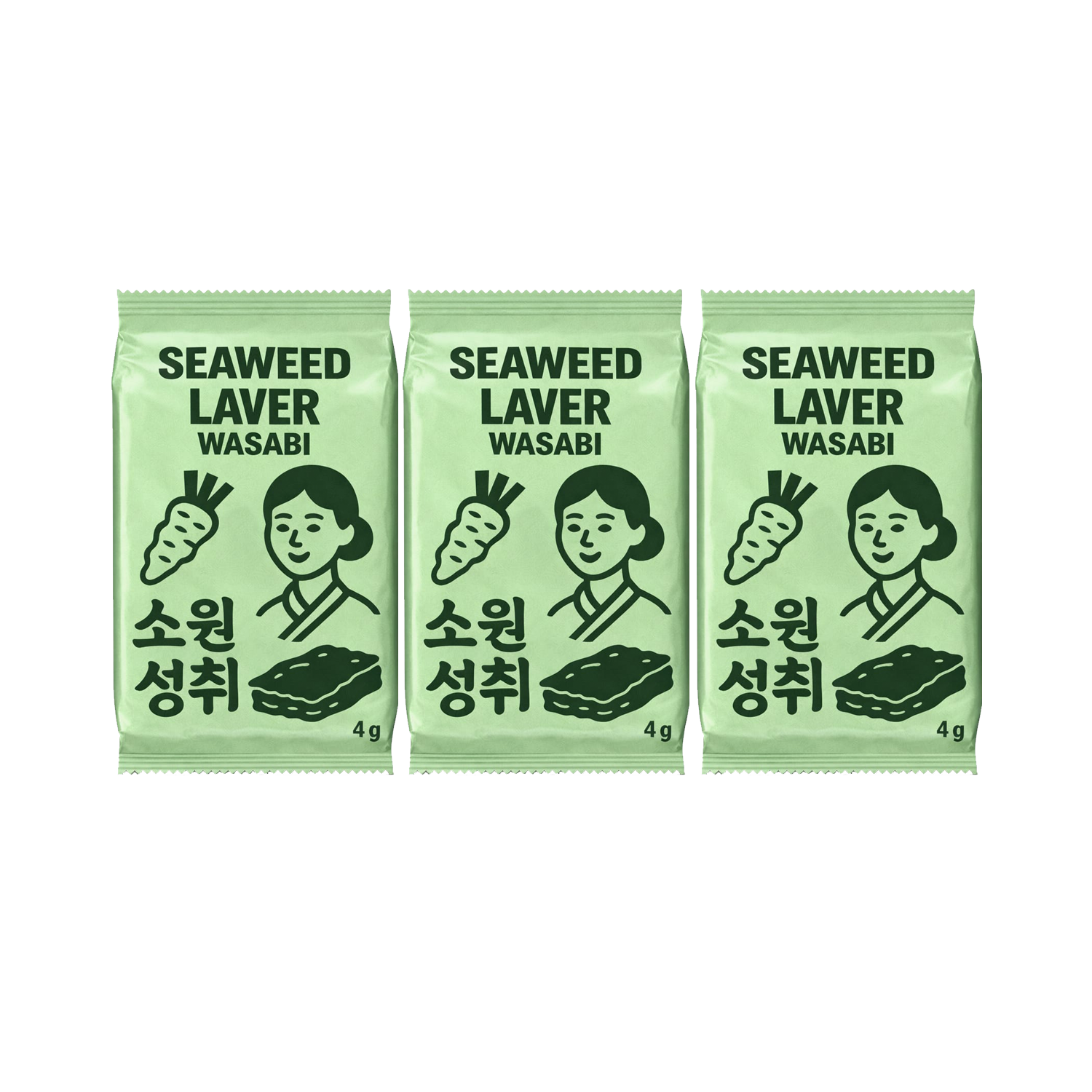 [EAN:4779051661176] SEAWEED LAVER Seaweed snack with wasabi-flavoured seasoning 3x4g