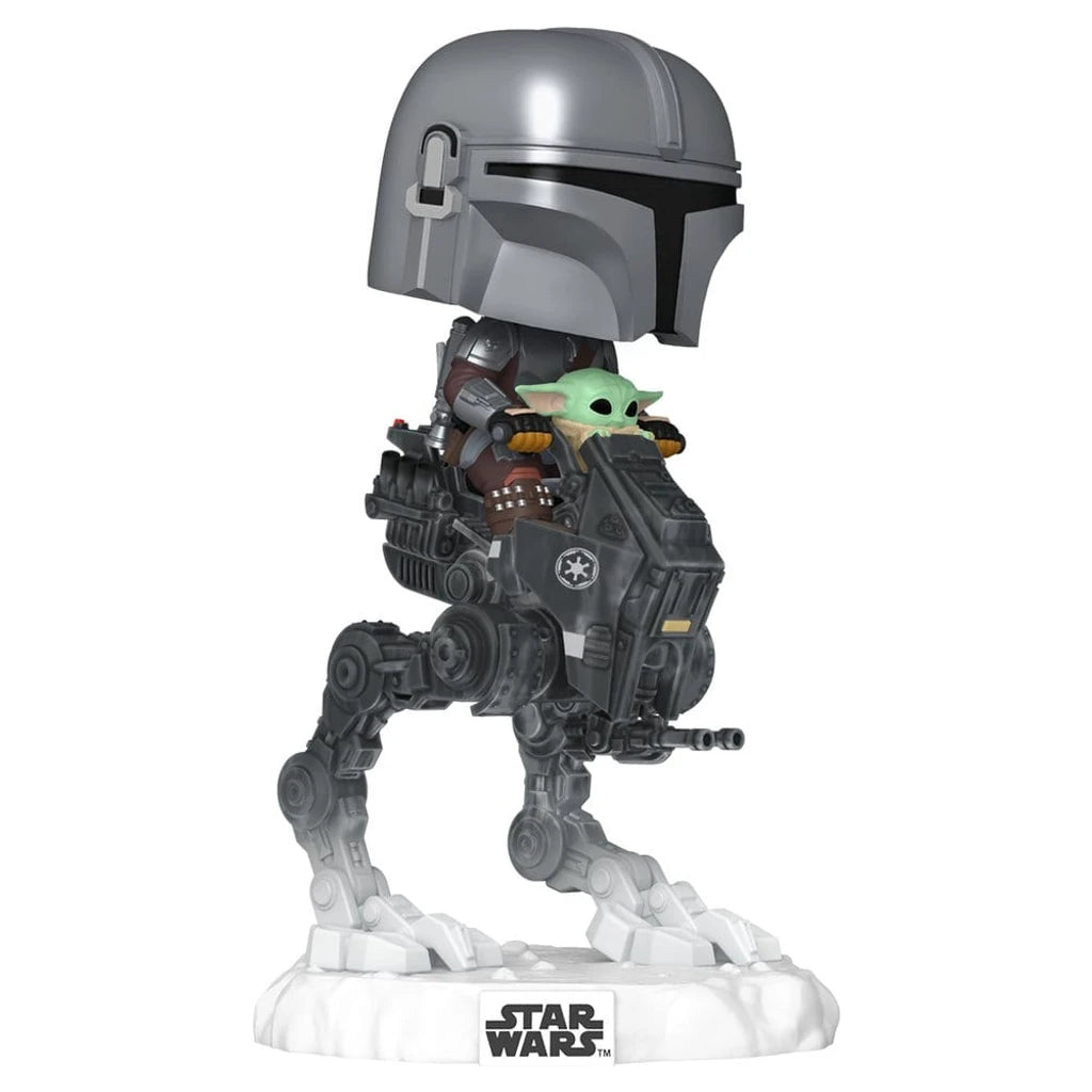 Star Wars: The Mandalorian and Grogu POP! Rides Deluxe Vinyl Bobblehead Figure The Mandalorian with Grogu in Imperial Remnant AT-RT 9 cm
