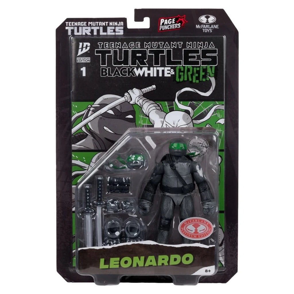 Teenage Mutant Ninja Turtles Page Punchers Action Figure Leonardo (Black White & Green) (Red Platinum Edition) 13 cm