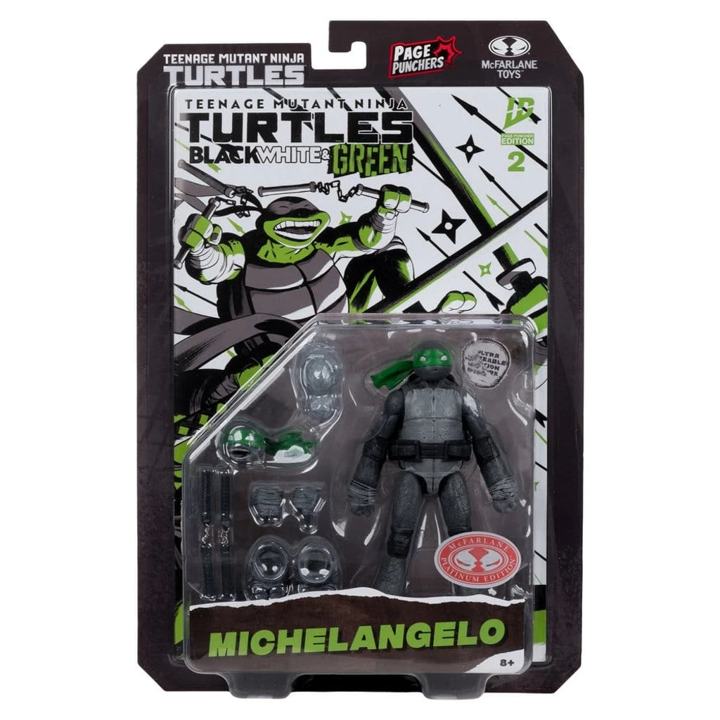 Teenage Mutant Ninja Turtles Page Punchers Action Figure Michelangelo (Black White & Green) (Red Platinum Edition) 13 cm