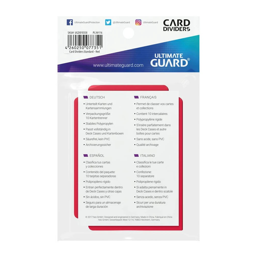 Ultimate Guard Card Dividers Standard Size (10) - Red