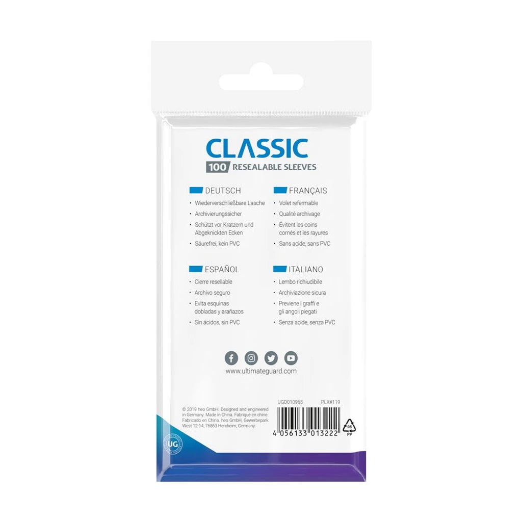 Ultimate Guard Classic Sleeves Standard Size (100) - Resealable