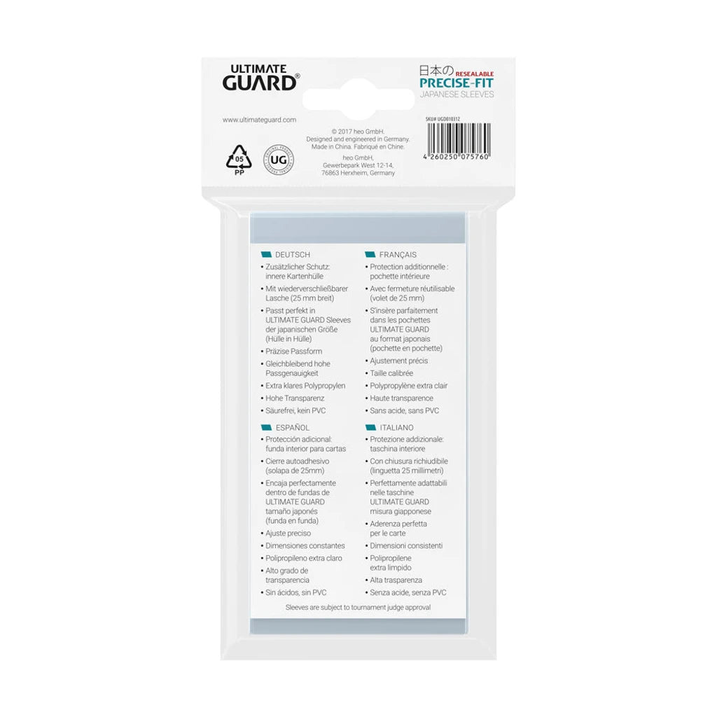 Ultimate Guard Precise-Fit Sleeves Japanese Size (100) - Resealable