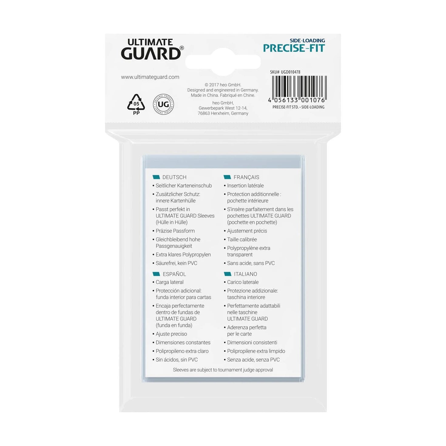 Ultimate Guard Precise-Fit Sleeves Standard Size (100) - Side-Loading