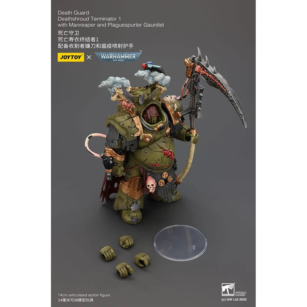 Warhammer 40k Action Figure 1/18 Death Guard Deathshroud Terminator 1 with Manreaper and Plaguespurter Gauntlet 14 cm
