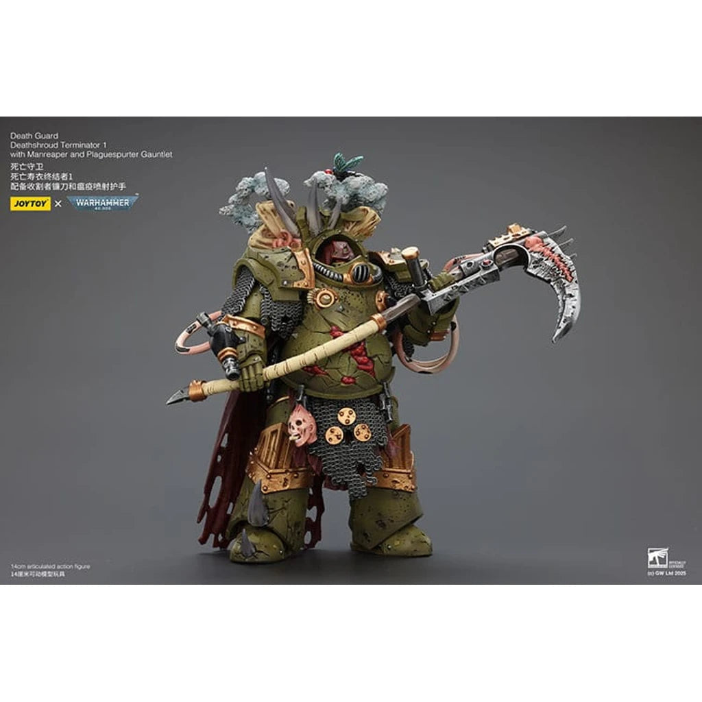 Warhammer 40k Action Figure 1/18 Death Guard Deathshroud Terminator 1 with Manreaper and Plaguespurter Gauntlet 14 cm