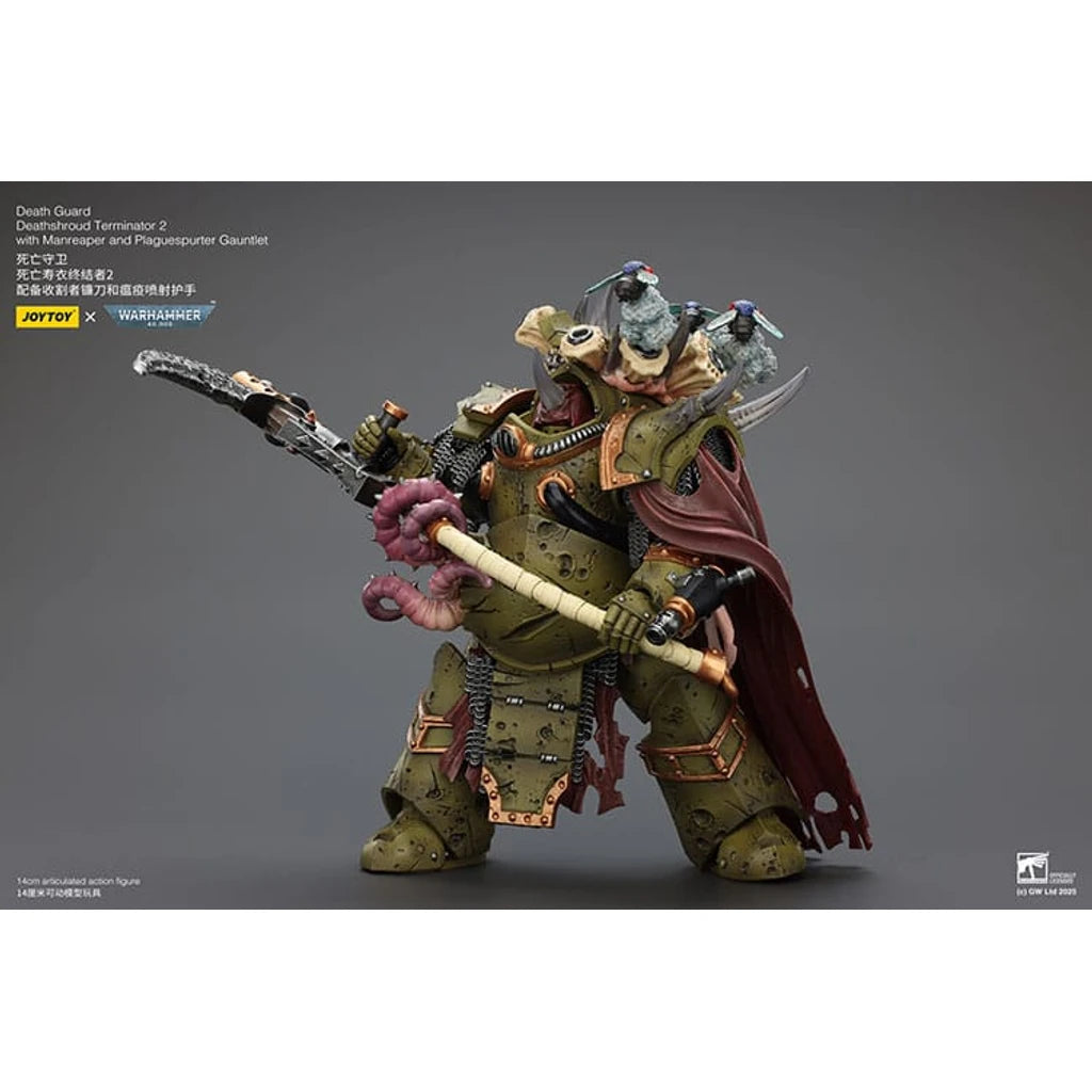 Warhammer 40k Action Figure 1/18 Death Guard Deathshroud Terminator 2 with Manreaper and Plaguespurter Gauntlet 14 cm