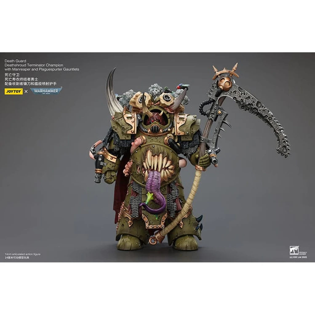 Warhammer 40k Action Figure 1/18 Death Guard Deathshroud Terminator Champion with Manreaper and Plaguespurter Gauntlets 14 cm