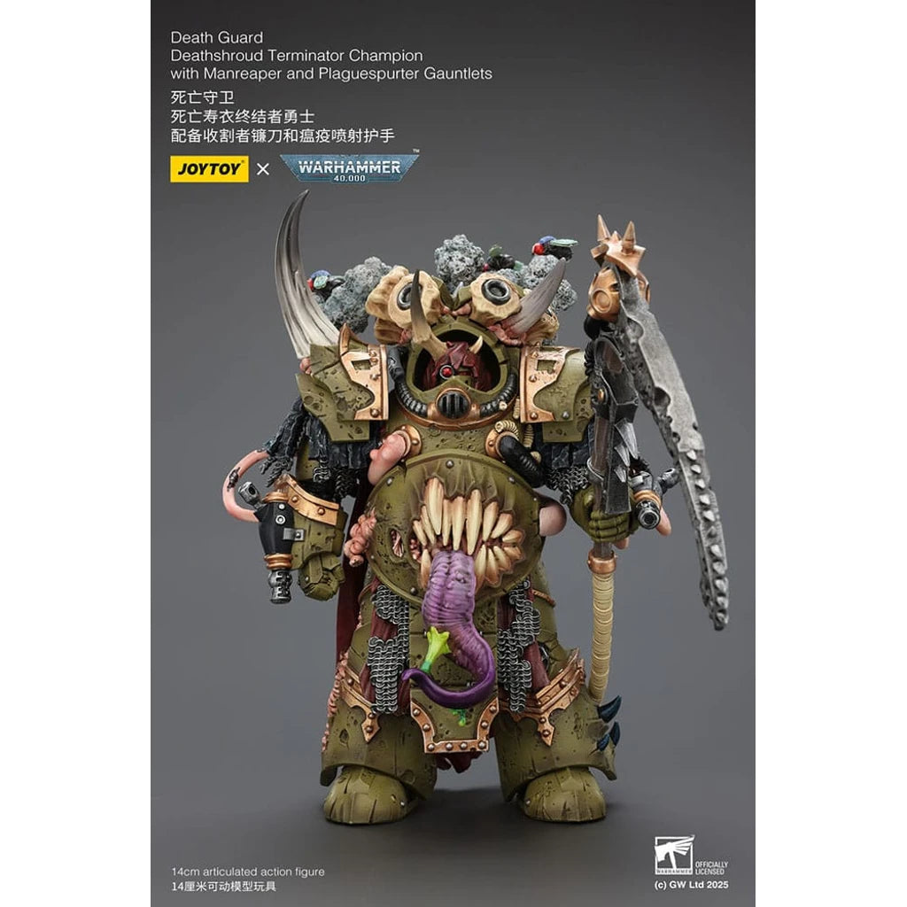 Warhammer 40k Action Figure 1/18 Death Guard Deathshroud Terminator Champion with Manreaper and Plaguespurter Gauntlets 14 cm