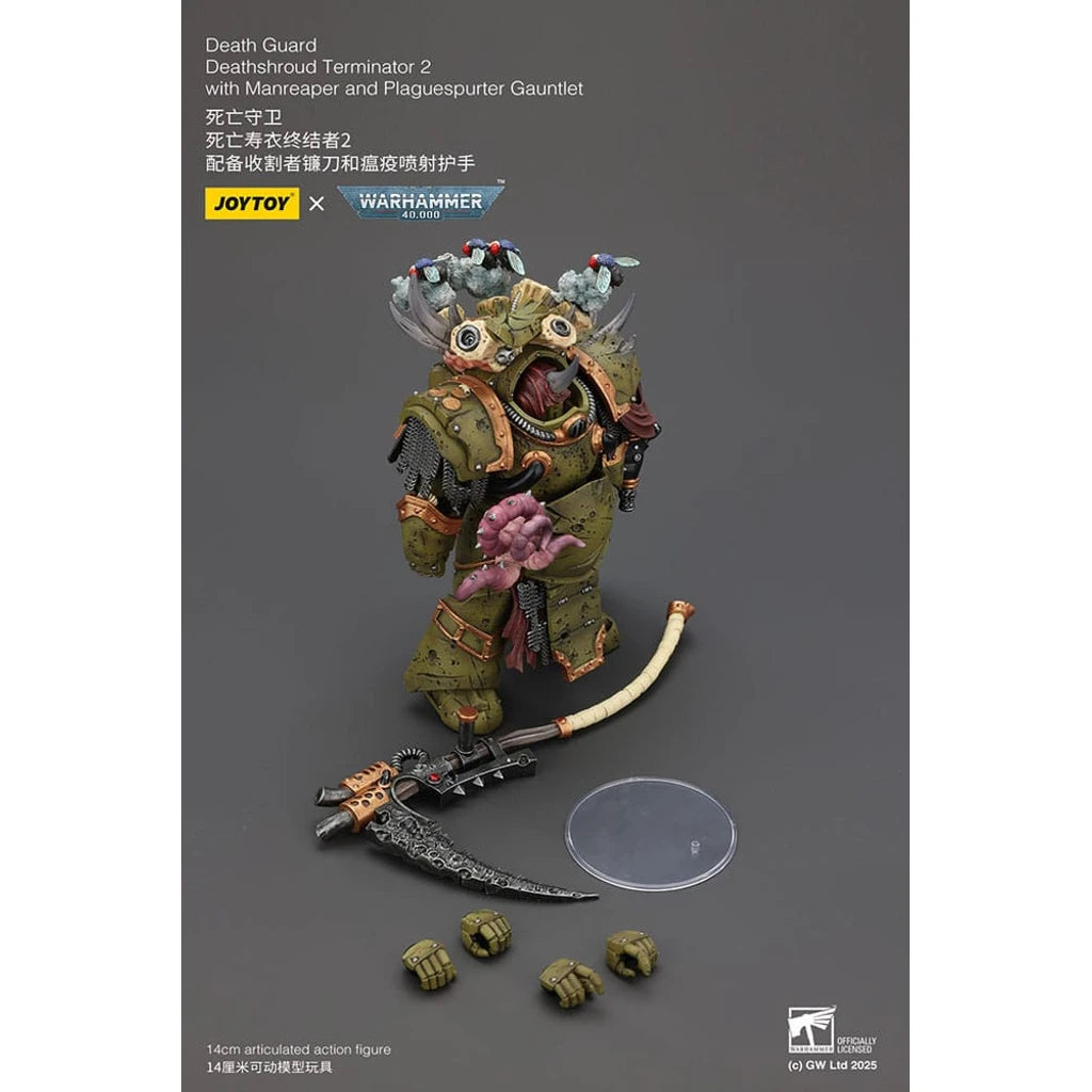 Warhammer 40k Action Figure 1/18 Death Guard Deathshroud Terminator Champion with Manreaper and Plaguespurter Gauntlets 14 cm