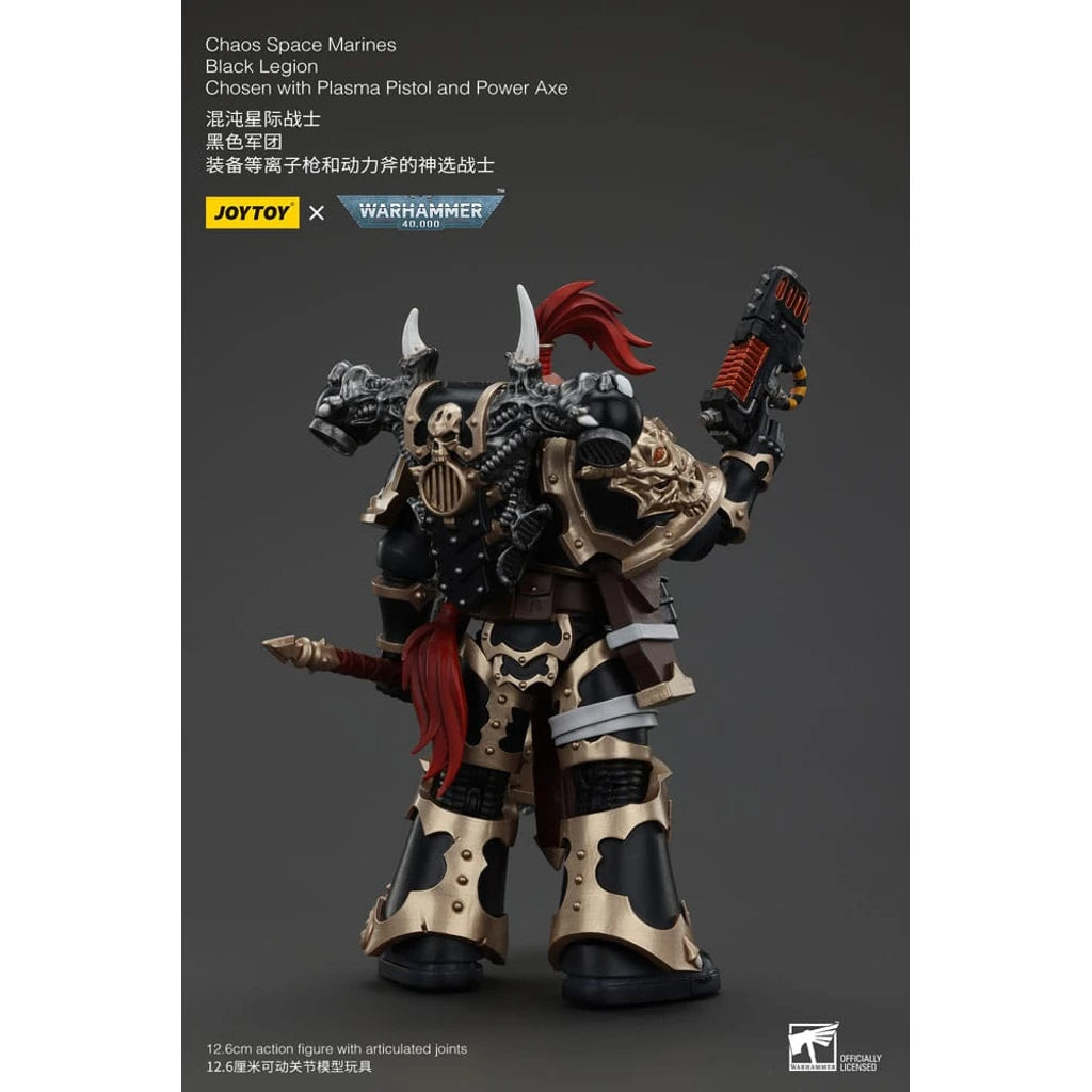 Warhammer 40k Action Figure Chaos Space Marines Black Legion Chosen with Plasma Pistol and Power Axe 20 cm