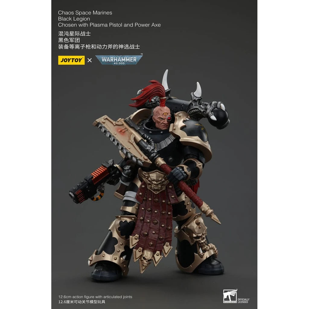 Warhammer 40k Action Figure Chaos Space Marines Black Legion Chosen with Plasma Pistol and Power Axe 20 cm