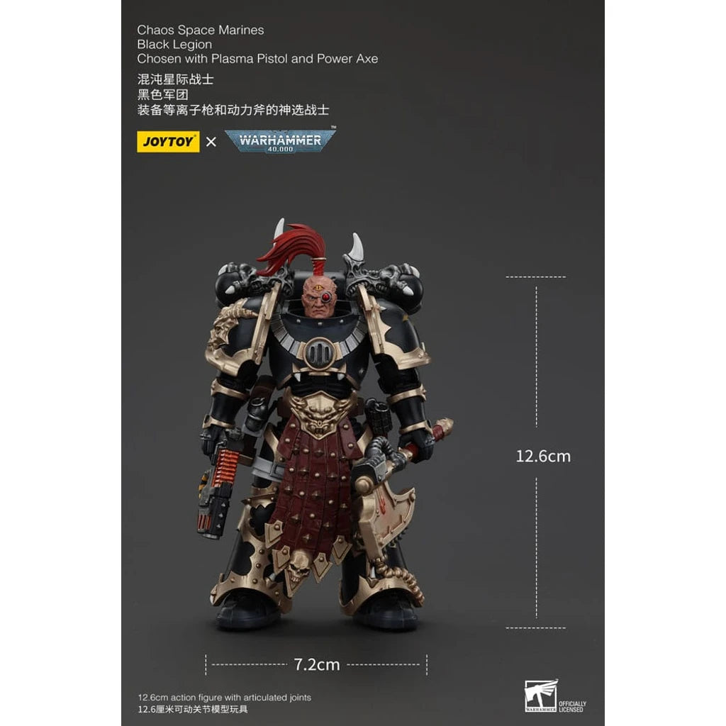 Warhammer 40k Action Figure Chaos Space Marines Black Legion Chosen with Plasma Pistol and Power Axe 20 cm