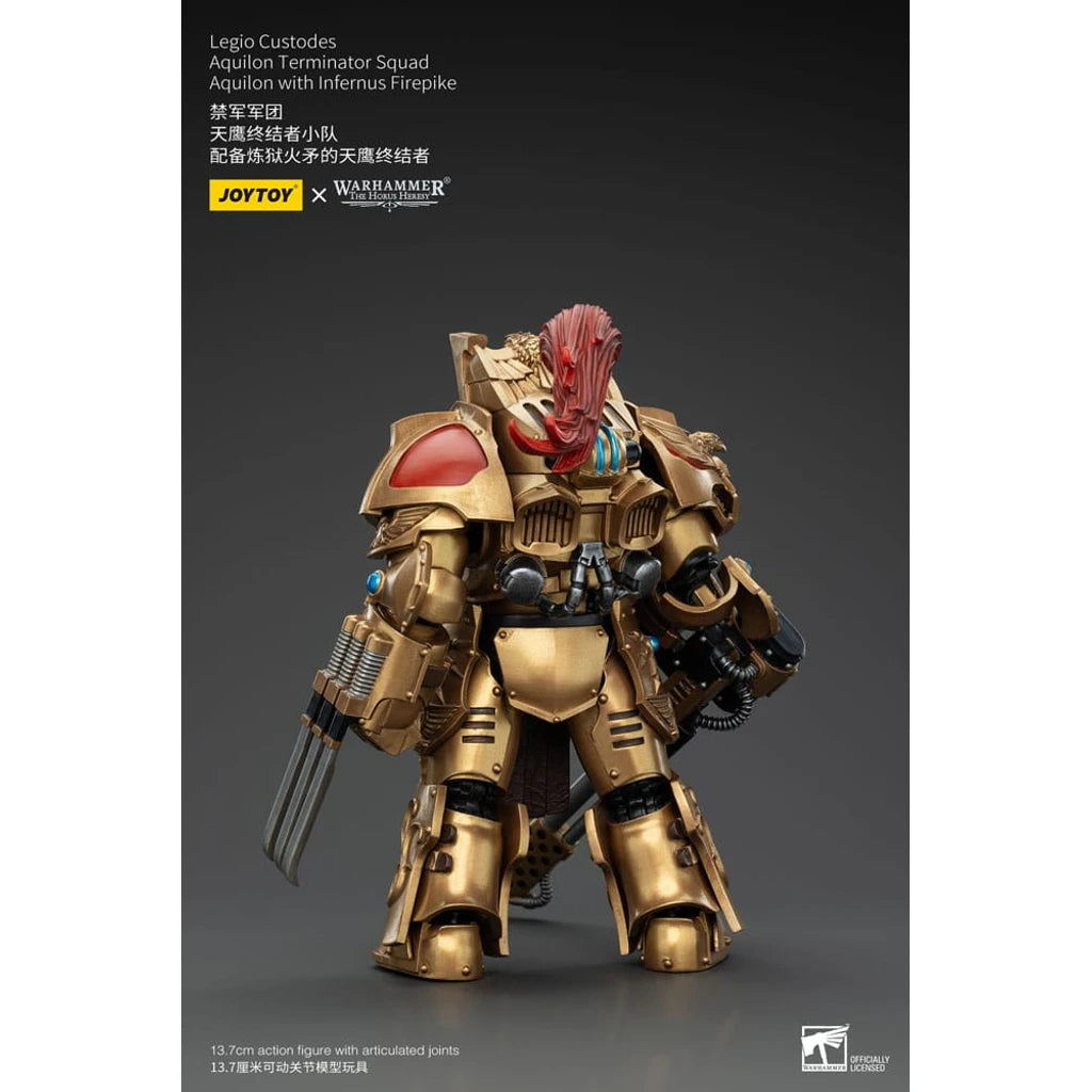 Warhammer The Horus Heresy Action Figure 1/18 Legio Custodes Aquilon Terminator Squad Aquilon with Infernus Firepike 14 cm