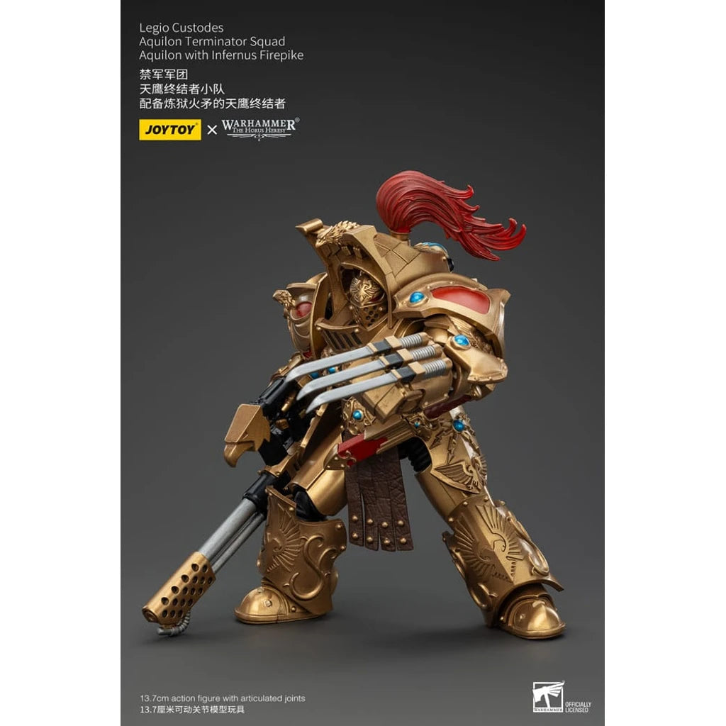 Warhammer The Horus Heresy Action Figure 1/18 Legio Custodes Aquilon Terminator Squad Aquilon with Infernus Firepike 14 cm