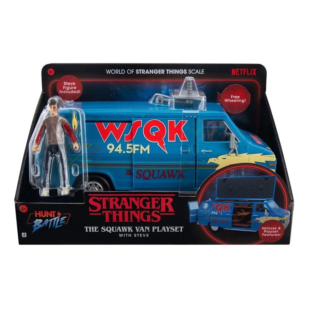 Stranger Things World Of Figure & Vehicle Vehicle with ActionFigure The Squawk van Playset with Steve  