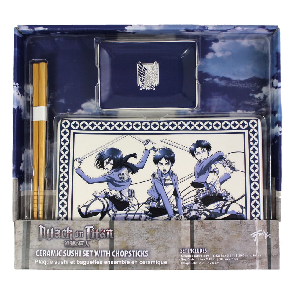 Attack on Titan Ceramic Sushi Set with Chopsticks 