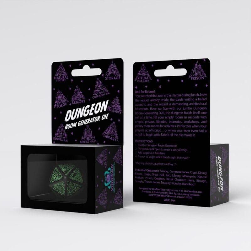 Viridian Jumbo Dice Dungeon Room Generator D20 Black 