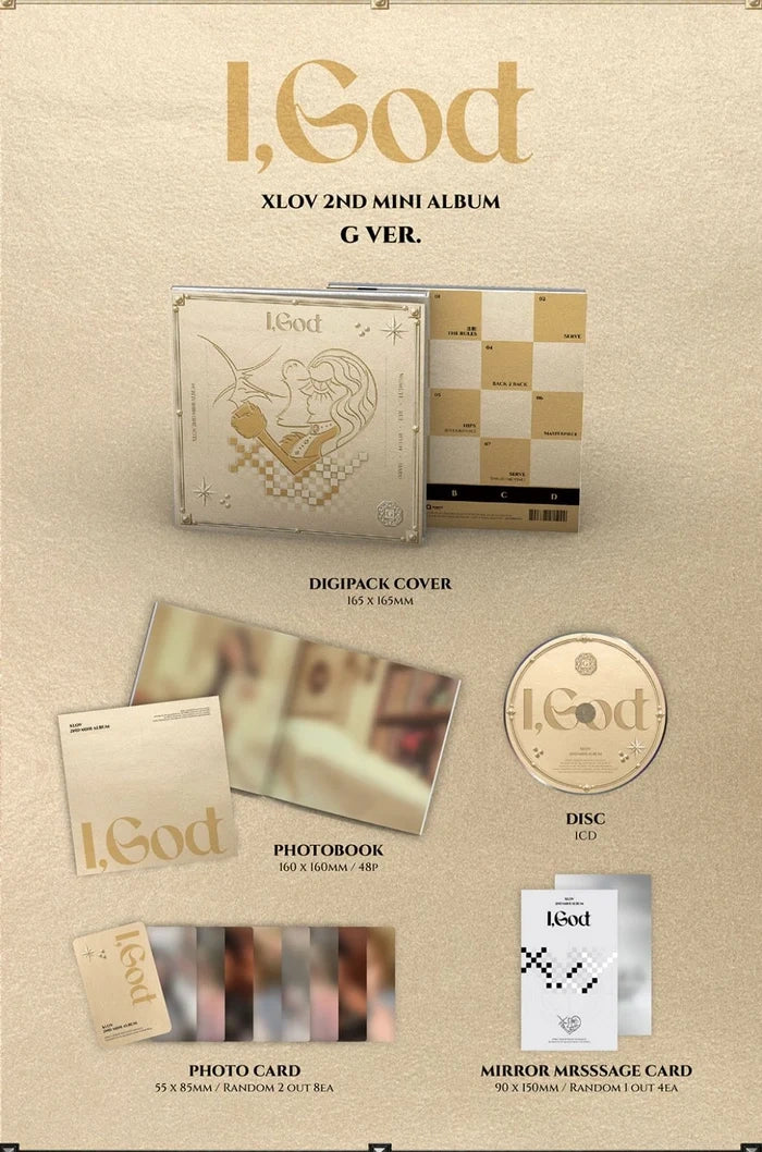 [EAN:8809888411944][IMG:3] XLOV - I,God | 2nd Mini Album | I Ver. / G Ver. / O Ver. / D Ver. | 2026 CD - Random Ver.