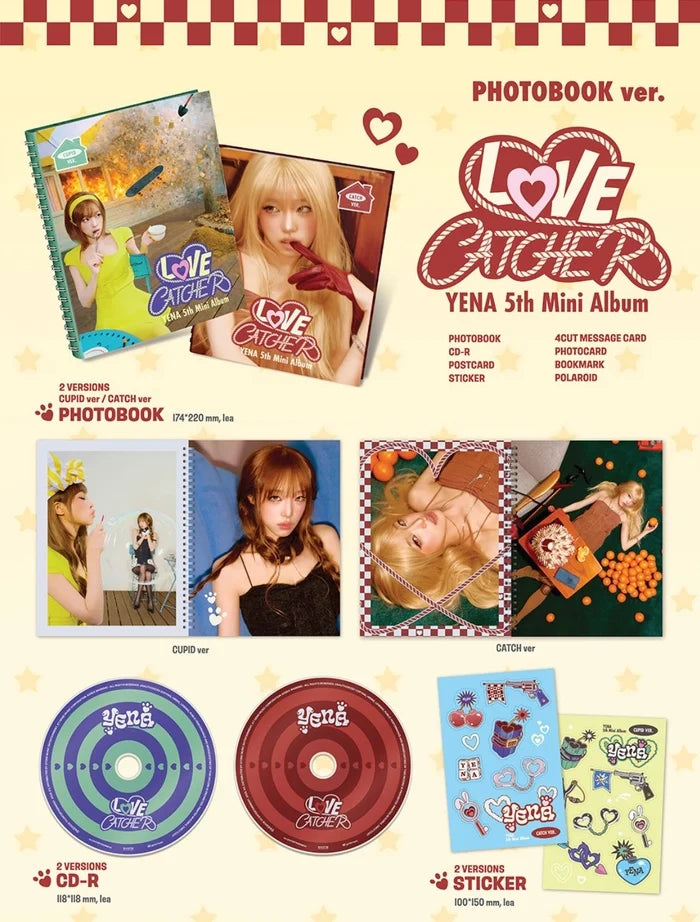 [EAN:8809704435024][IMG:3] YENA - LOVE CATCHER | 5th Mini Album | PHOTOBOOK ver. | CUPID Ver. / CATCH Ver. | 2026 CD - Random Ver.