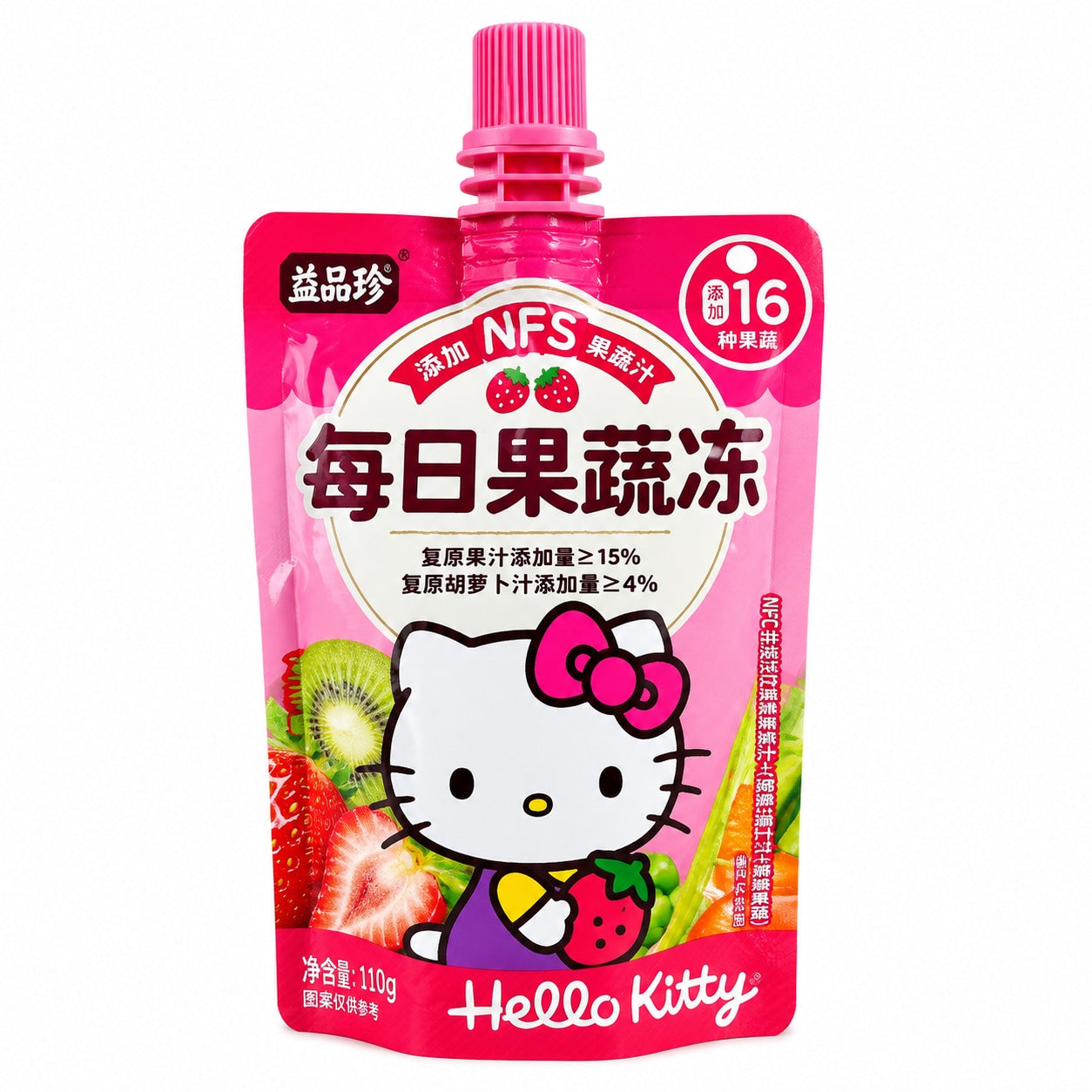 [EAN:6926104980922] YJPZ Hello Kitty Strawberry Veggie & Fruit Jelly 110g